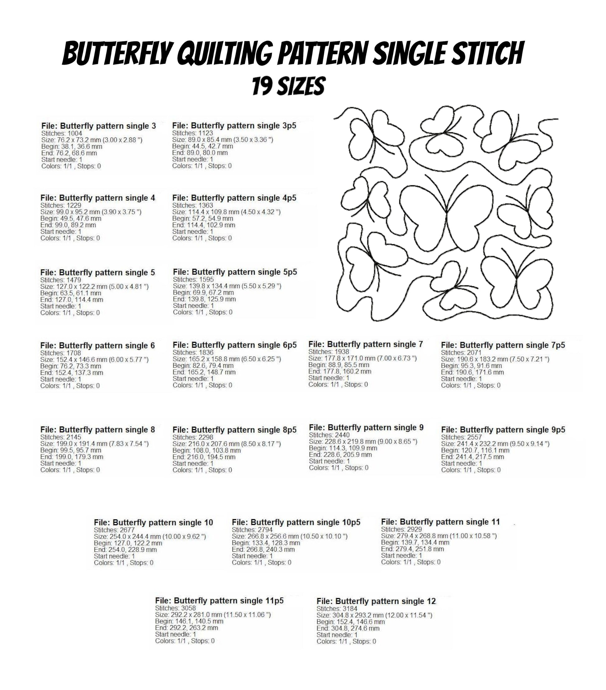 Butterfly Quilting Machine Embroidery Designs – Quilting Block Patterns – Multiple Sizes & File Formats-Kraftygraphy