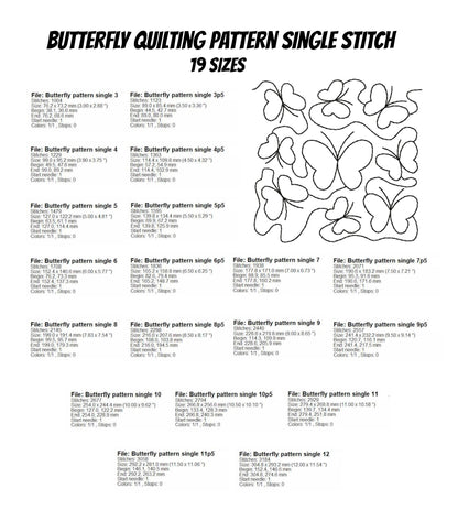 Butterfly Quilting Machine Embroidery Designs – Quilting Block Patterns – Multiple Sizes & File Formats-Kraftygraphy