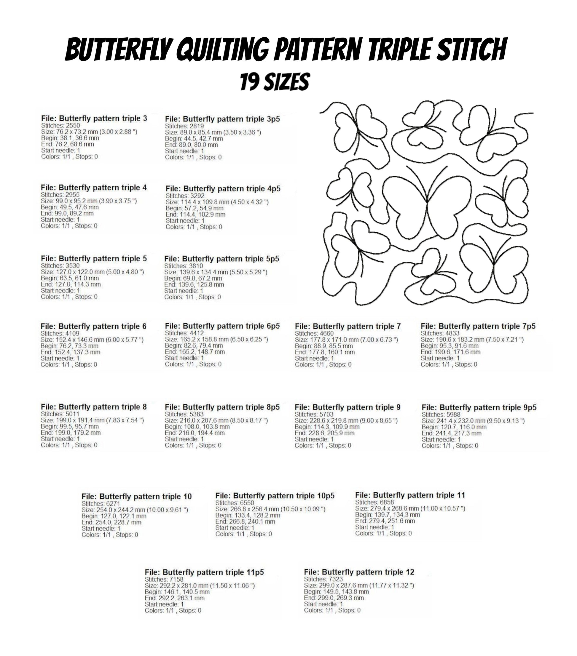 Butterfly Quilting Machine Embroidery Designs – Quilting Block Patterns – Multiple Sizes & File Formats-Kraftygraphy