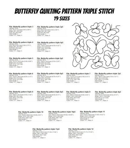 Butterfly Quilting Machine Embroidery Designs – Quilting Block Patterns – Multiple Sizes & File Formats-Kraftygraphy
