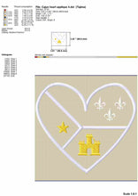 Load image into Gallery viewer, Acadian flag in a heart applique embroidery designs-Kraftygraphy
