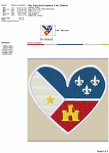 Load image into Gallery viewer, Acadian flag heart embroidery design fill stitch, Cajun embroidery patterns-Kraftygraphy
