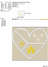Load image into Gallery viewer, Acadian flag in a heart applique embroidery designs-Kraftygraphy
