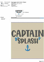 Load image into Gallery viewer, Captain splash - funny dog bandana embroidery design for summer beach-Kraftygraphy
