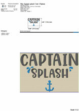 Load image into Gallery viewer, Captain splash - funny dog bandana embroidery design for summer beach-Kraftygraphy
