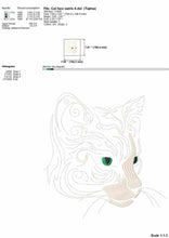 Load image into Gallery viewer, Cat portrait machine embroidery design art-Kraftygraphy
