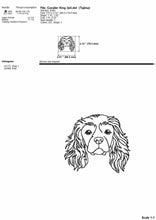 Load image into Gallery viewer, Cavalier king charles spaniel face machine embroidery design, multiple sizes and file types, sketch outline style-Kraftygraphy
