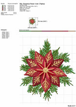 Load image into Gallery viewer, Poinsettia Christmas flower embroidery pattern for machine-Kraftygraphy
