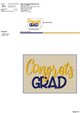 Load image into Gallery viewer, Congrats Grad Machine Embroidery Designs, Graduation Embroidery Patterns, Senior Embroidery Sayings, End of School Pes Files, Hus, Jef-Kraftygraphy
