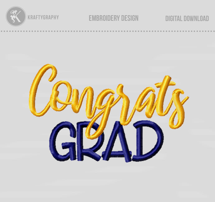 Congrats Grad Machine Embroidery Designs, Graduation Embroidery Patterns, Senior Embroidery Sayings, End of School Pes Files, Hus, Jef-Kraftygraphy