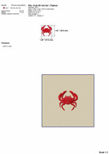 Load image into Gallery viewer, Mini crab embroidery design for machine-Kraftygraphy
