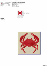 Load image into Gallery viewer, Crab fill stitch medium size embroidery design-Kraftygraphy
