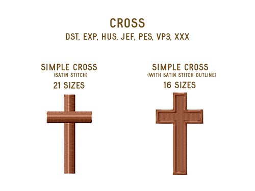Cross Machine Embroidery Design, Mini Cross Satin and Fill Stitch-Kraftygraphy