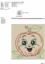 Load image into Gallery viewer, Cute apple cartoon outline embroidery design for kids, school projects embroidery-Kraftygraphy
