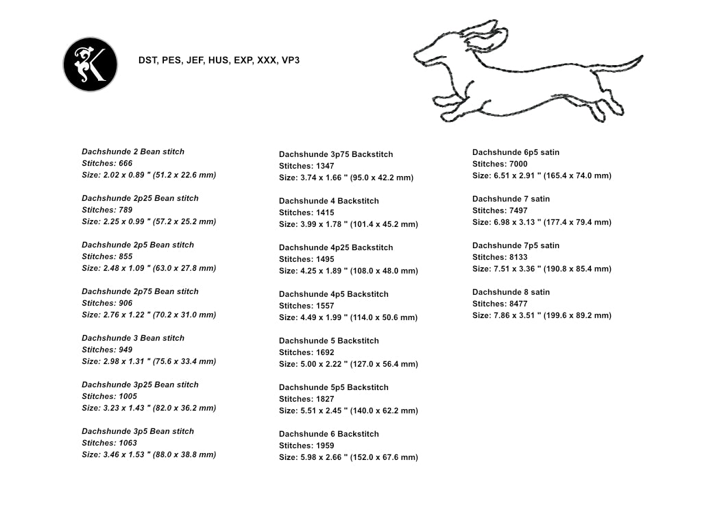 Minimalist Dog Outline Embroidery Designs Bundle - 12 Breeds Multi-Size Value Pack-Kraftygraphy