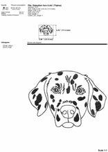 Load image into Gallery viewer, Dalmatian face machine embroidery design, multiple files and file types, sketch outline style-Kraftygraphy
