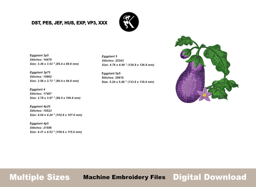 Mediterranean Garden Vegetable Embroidery Design Bundle - Machine Embroidery Files-Kraftygraphy