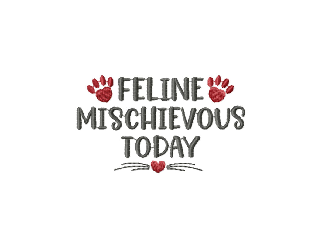 Feline mischievous today, funny cat machine embroidery design-Kraftygraphy