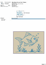 Load image into Gallery viewer, Fish in the sea outline machine embroidery design-Kraftygraphy
