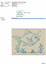 Load image into Gallery viewer, Fish in the sea outline machine embroidery design-Kraftygraphy

