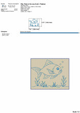 Load image into Gallery viewer, Fish in the sea outline machine embroidery design-Kraftygraphy
