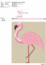 Load image into Gallery viewer, Mini flamingo machine embroidery design, fill stitch, simple pink flamingo embroidery patterns,-Kraftygraphy
