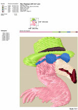 Load image into Gallery viewer, Funny flamingo with sunglasses machine embroidery design fill stitch-Kraftygraphy
