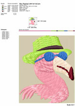 Load image into Gallery viewer, Funny flamingo with sunglasses machine embroidery design fill stitch-Kraftygraphy
