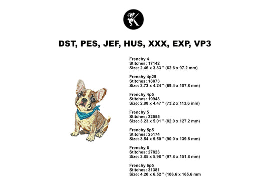 French Bulldog Machine Embroidery Design | Fill Stitch-Kraftygraphy