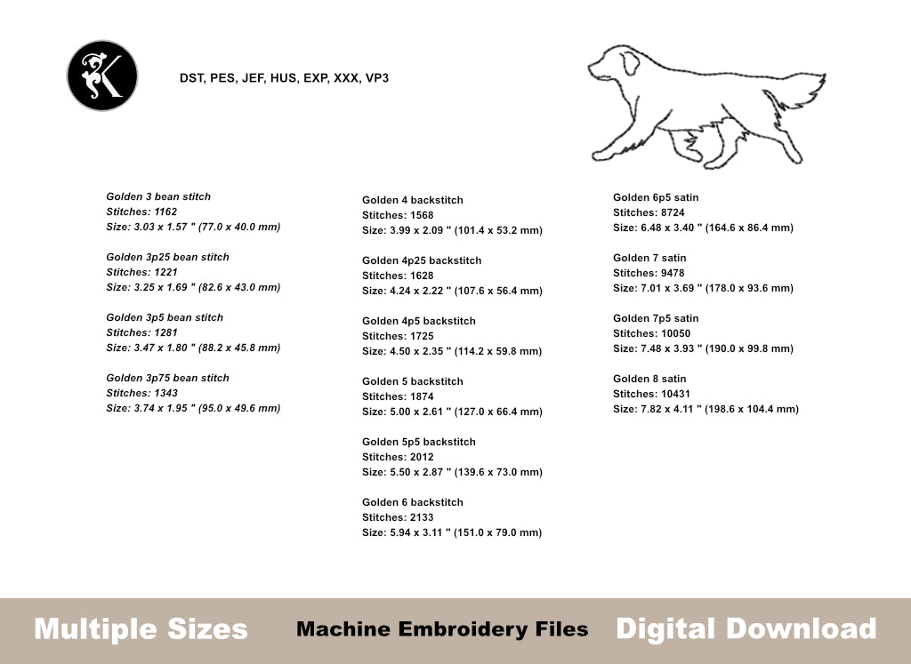 Minimalist Dog Outline Embroidery Designs Bundle - 12 Breeds Multi-Size Value Pack-Kraftygraphy