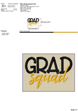 Load image into Gallery viewer, Grad Squad Machine Embroidery Designs, Senior Embroidery Patterns, Class of 2023 Embroidery Sayings, Graduation 2023 Pes Files, Hus, Jef-Kraftygraphy
