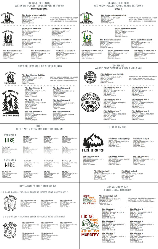 Hiking Machine Embroidery Designs Bundle, Funny Outdoor Embroidery Patterns, Hiker Pes Sayings-Kraftygraphy