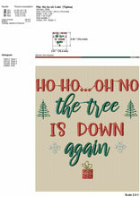 Load image into Gallery viewer, Ho ho oh no, the tree is down again machine embroidery design for Christmas cat projects-Kraftygraphy
