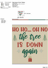 Load image into Gallery viewer, Ho ho oh no, the tree is down again machine embroidery design for Christmas cat projects-Kraftygraphy
