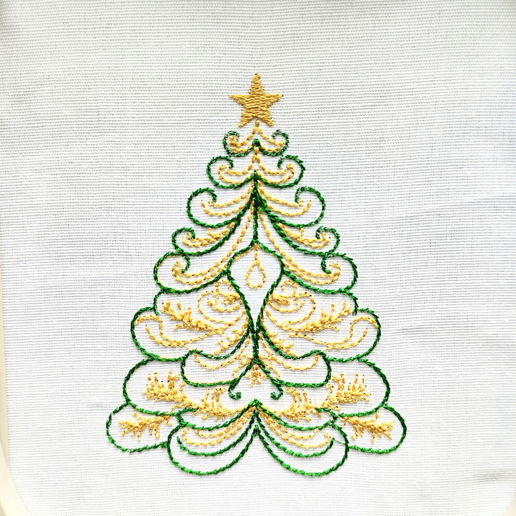 Decorative Christmas tree machine embroidery files-Kraftygraphy