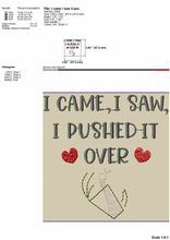 Load image into Gallery viewer, I came I saw I pushed it over, cat machine embroidery patterns funny,-Kraftygraphy

