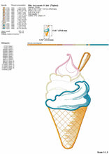 Load image into Gallery viewer, Ice cream cone applique embroidery design files for big size projects-Kraftygraphy
