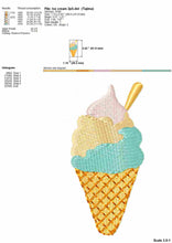 Load image into Gallery viewer, Ice cream cone fill stitch with light density, small sizes-Kraftygraphy
