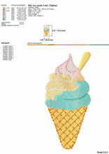 Load image into Gallery viewer, Ice cream cone fill stitch with light density, small sizes-Kraftygraphy
