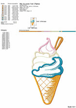 Load image into Gallery viewer, Ice cream cone applique embroidery design files for big size projects-Kraftygraphy
