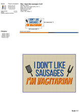 Load image into Gallery viewer, Bbq and grill machine embroidery designs - I don&#39;t like sausages-Kraftygraphy
