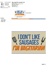 Load image into Gallery viewer, Bbq and grill machine embroidery designs - I don&#39;t like sausages-Kraftygraphy
