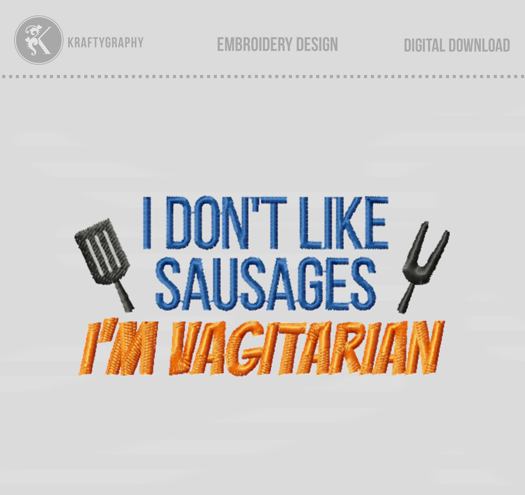 Bbq and grill machine embroidery designs - I don't like sausages-Kraftygraphy