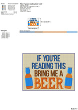 Load image into Gallery viewer, Funny beer embroidery designs sayings - If you&#39;re reading this bring me beer - bbq embroidery designs-Kraftygraphy
