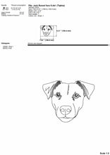 Load image into Gallery viewer, Jack Russel face machine embroidery design, multiple sizes and file types, outline sketch style-Kraftygraphy
