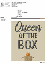 Load image into Gallery viewer, Queen of the box - funny cat machine embroidery design-Kraftygraphy
