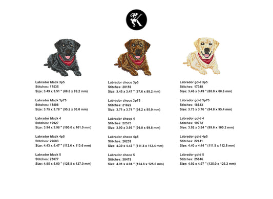 Labrador Retriever Machine Embroidery Design | Fill Stitch-Kraftygraphy
