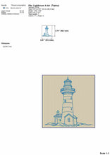Load image into Gallery viewer, Lighthouse machine embroidery design outline for summer embroidery projects-Kraftygraphy
