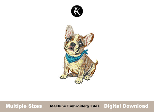 French Bulldog Machine Embroidery Design | Fill Stitch-Kraftygraphy