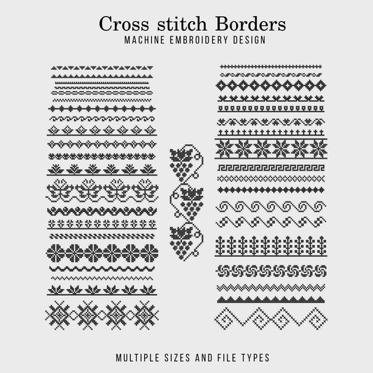 40 Vintage Cross Stitch Borders for Machine Embroidery / Geometric, Floral, Symbolistic-Kraftygraphy